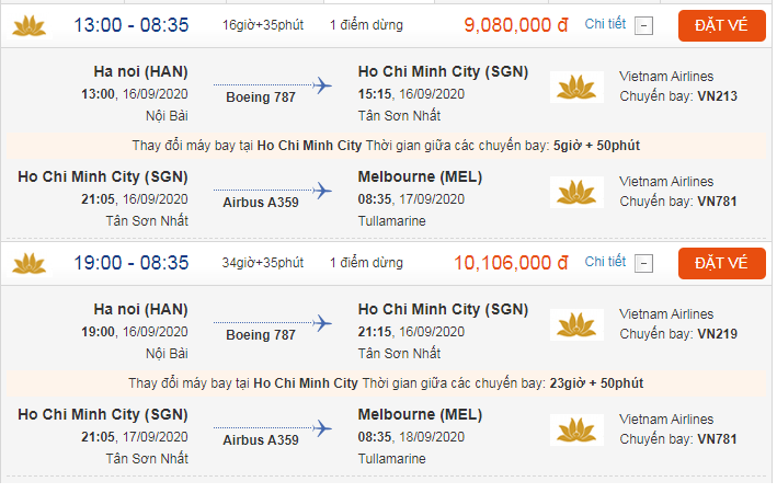 Vé máy bay Việt Nam đi Melbourne. Úc