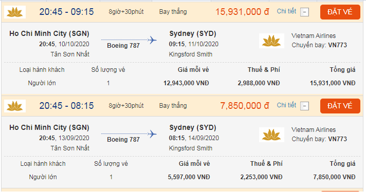 Vé máy bay việt nam đi Sydney. Úc